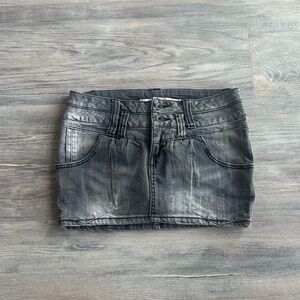 Zara Grey Low Rise Denim Mini Skirt